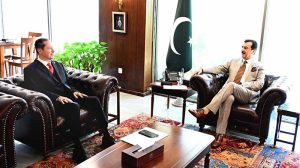 Chairman Senate Syed Yousaf Raza Gilani meets H.E. Dr. Brahim Romani, Ambassador of Algeria to Pakistan, at Parliament House.