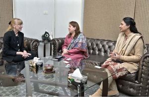 Executive Director Associated Press of Pakistan (APP) Sabeen Usman Khattak meeting with German Ambassador to Pakistan Ms. Ina Lepel at APP Headquarters.