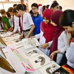 Students visiting different stalls during Science & Art Exhibition of TABS School & College at Autobahn Road