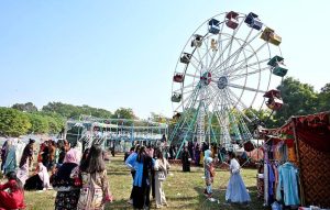 Students of Islamabad Model College for Girls G-10/4 enjoying camel ride during Annual Funfair at IMCG (PG) G-10/4.