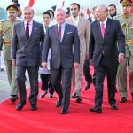 President Asif Ali Zardari and Prime Minister Muhammad Shehbaz Sharif receiving King of Jordan Abudllah II upon his arrival.