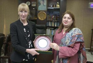 Executive Director Associated Press of Pakistan (APP) Sabeen Usman Khattak meeting with German Ambassador to Pakistan Ms. Ina Lepel at APP Headquarters.