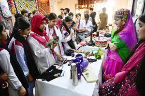 Students visiting different stalls during Science & Art Exhibition of TABS School & College at Autobahn Road