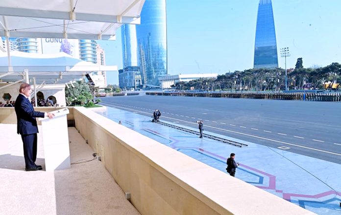 Prime Minister Muhammad Shehbaz Sharif delivers speech at a ceremony of Victory Day of Azerbaijan