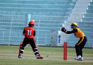 Cricket players perform in full during the match between Victory Women and Stars Women during the National Women's One Day Tournament 2025-26 at Iqbal Stadium organized by Pakistan Cricket Board. APP/TWR/MAF/FHA/SSH