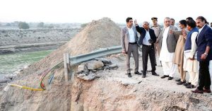 Federal Minister for Communications Abdul Aleem Khan visited M-5 Motorway at Jalalpur Pirwala to inspect repair work after Floods in the area.