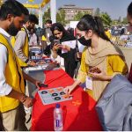 Visitors playing different games on the fourth day of the Dosti Peshawar Women Literature Festival (3rd Edition, 2025) at SBBWU.