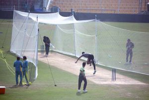 Pakistan’s ODI team captain Shaheen Shah Afridi addresses a press conference ahead of the 1st ODI against South Africa at Iqbal Cricket Stadium
