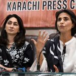 Federal Ombudsperson for Protection against Harassment (FOSPAH), Fauzia Viqar, addresses a press conference at the Karachi Press Club