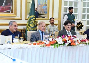 Prime Minister Muhammad Shehbaz Sharif addresses a banquet he hosted in honour of cricket teams of Pakistan, Sri Lanka and Zimbabwe, who are currently participating in the Tri-Nations Series