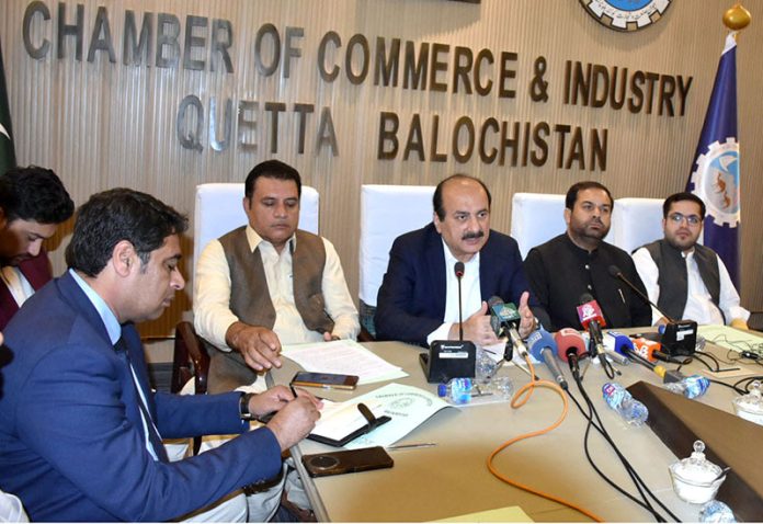 Chairman PMYP Rana Mashhood Ahmed Khan addresses to members of the Quetta Chamber of Commerce & Industry