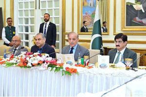 Prime Minister Muhammad Shehbaz Sharif addresses a banquet he hosted in honour of cricket teams of Pakistan, Sri Lanka and Zimbabwe, who are currently participating in the Tri-Nations Series