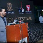 Parliamentary Secretary for Information & Broadcasting, Barrister Danyal Chaudhry, addresses pressing political issues while speaking to the media at the Westminster Food Festival.