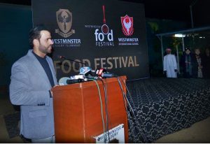 Parliamentary Secretary for Information & Broadcasting, Barrister Danyal Chaudhry, addresses pressing political issues while speaking to the media at the Westminster Food Festival.