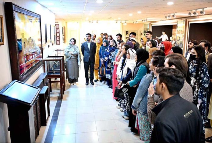 A delegation of M.Phil and PHD students from NUML University, Islamabad visiting Senate Museum at Parliament House