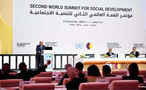 President Asif Ali Zardari addressing the 2nd World Summit for Social Development