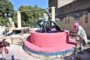 Workers busy with renovations and preparations for the Lok Mela, starting November 7 to 16, 2025, at Lok Virsa