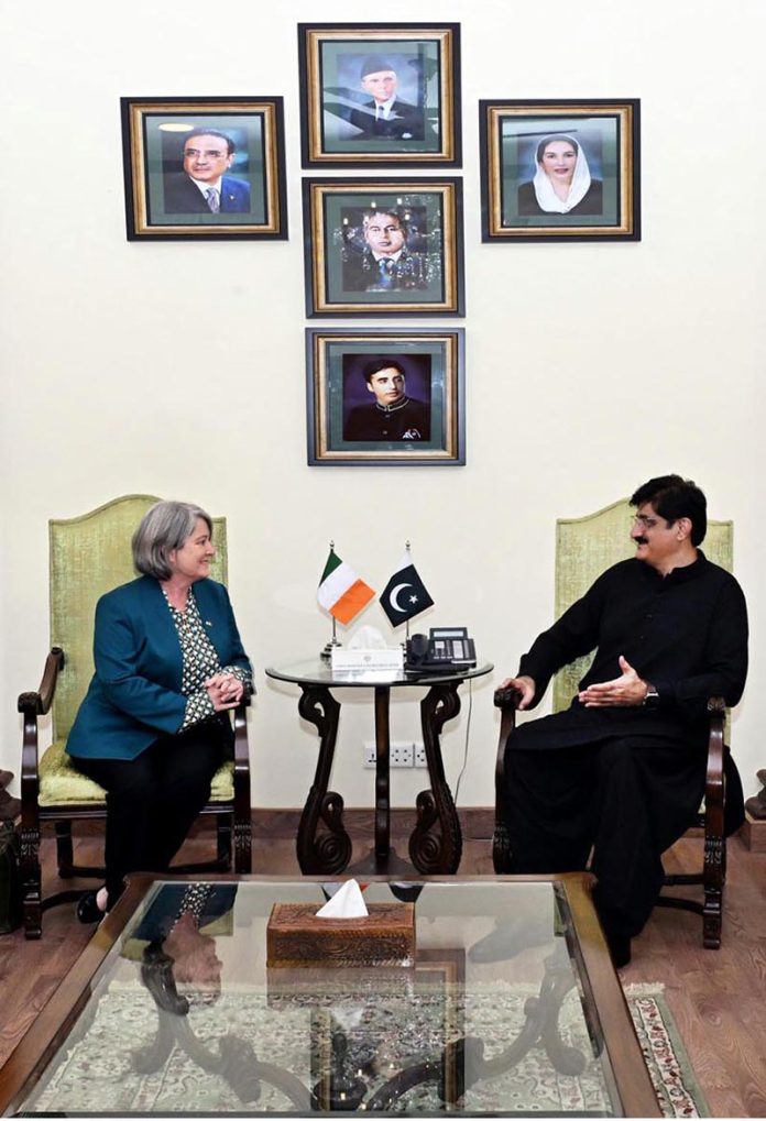 Sindh Chief Minister Syed Murad Ali Shah meets with Ms Mary O'Neill, Ambassador of Ireland at CM House
