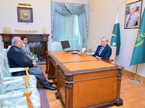 Federal Minister for Housing and Works, Riaz Hussain Pirzada calls on Prime Minister Muhammad Shehbaz Sharif