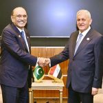 President Asif Ali Zardari meeting President Dr. Abdul Latif Jamal Rashid of the Republic of Iraq on the sidelines of the Second World Summit for Social Development