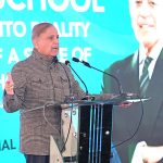 Prime Minister Muhammad Shehbaz Sharif addresses the groundbreaking ceremony of Danish School in Harighel-Bagh in Azad Jammu Kashmir