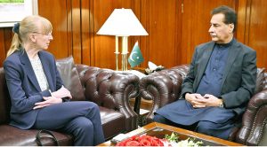 Ambassador of Germany, Ms. Ina Lepel, calls on Speaker of the National Assembly, Sardar Ayaz Sadiq, at the Parliament House.