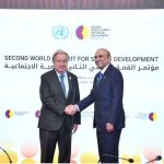 President Asif Ali Zardari shaking hands with United Nations Secretary-General António Guterres on the sidelines of the Second World Summit for Social Development