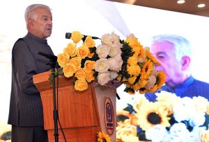 Defense Minister Khawaja Muhammad Asif is addressing the 14th convocation of Shadab Girls College