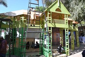 Workers busy with renovations and preparations for the Lok Mela, starting November 7 to 16, 2025, at Lok Virsa