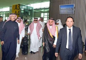 H.E. Dr. Mishaal Bin Fahm Al-Salmi, Vice Chairman of the Saudi Shura Council, arrives in Islamabad along with H.E. Dr. Otημαν Hakami, H.E. Dr. Abdullah Alattas and H.E. Dr. Maen Almadni are being received at Islamabad Airport by the Tariq Bin Waheed, Senior Director General Protocol of the Senate Secretariat upon their arrival to attend Inter-Parliamentary Speakers Conference.