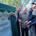 Prime Minister Muhammad Shehbaz Sharif unveils the plaque of groundbreaking of Danish School in Harighel-Bagh in Azad Jammu Kashmir