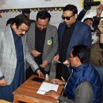 Senator Rana Sana Ullah Khan, Advisor to the Prime Minister on Political and Public Affairs casts his vote during the by-elections 2025 polling