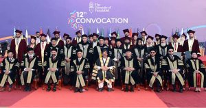 Governor Punjab Sardar Saleem Haider Khan is addressing the 12th convocation of The University of Faisalabad