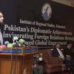 Federal Minister for Information and Broadcasting, Attaullah Tarar addresses a seminar on 'Pakistan’s Diplomatic Achievements, Reinvigorating Foreign Relations through Renewed Global Engagement' organized by Institute of Regional Studies at a local hotel
