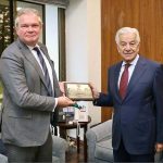 Minister for Defence, Khawaja Muhammad Asif, Presenting Souvenir to H.E Robert-Jan Siegert, Ambassador of Netherlands