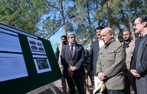 Prime Minister Muhammad Shehbaz Sharif unveils the plaque of groundbreaking of Danish School in Harighel-Bagh in Azad Jammu Kashmir