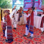 Students performing tableau during Shah Latif Mela at Sindhi language authority