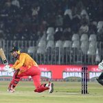 Zimbabwe batsman Tadiwanashe Marumani plays a shot during the Pakistan T20I Tri-Nation Series cricket match against Pakistan in Rawalpindi stadium