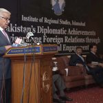 Defence Minister, Khawaja Asif addresses a seminar on 'Pakistan’s Diplomatic Achievements Reinvigorating Foreign Relations through Renewed Global Engagement' organized by Institute of Regional Studies at a local hotel