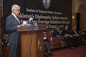 Defence Minister, Khawaja Asif addresses a seminar on 'Pakistan’s Diplomatic Achievements Reinvigorating Foreign Relations through Renewed Global Engagement' organized by Institute of Regional Studies at a local hotel