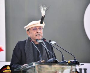President Asif Ali Zardari addressing the central ceremony marking the 78th Independence Day of Gilgit-Baltistan.