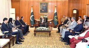 President Asif Ali Zardari in a meeting with Egyptian delegation led by Dr Badr Ahmed Mohamed Abdelatty, Minister for Foreign Affairs, Emigration and Expatriates of Egypt, at Aiwan-e-Sadr
