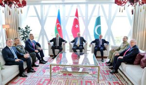 Prime Minister Muhammad Shehbaz Sharif meets with President of Turkiye H.E. Recep Tayyip Erdogan; Chief of the Army Staff Field Marshal Syed Asim Munir is also present