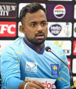 Sri Lanka’s ODI captain Charith Asalanka speaks during a press conference ahead of the One-Day International series between Pakistan and Sri Lanka in Rawalpindi.