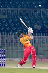 Zimbabwe’s Brian Bennett plays a shot during their Pakistan T20I Tri-Nation Series match against Sri Lanka in Rawalpindi Stadium