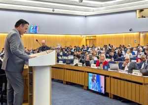Federal Minister for Maritime Affairs, Muhammad Junaid Anwar Chaudhry addressing an opening session of the International Maritime Organization (IMO) Assembly.