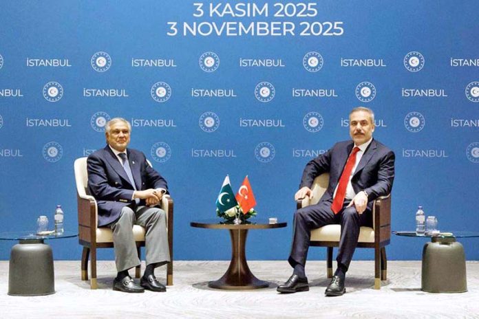 Deputy Prime Minister and Foreign Minister, Senator Mohammad Ishaq Dar, held a bilateral meeting with the Foreign Minister of Türkiye, H.E. Hakan Fidan, on the sidelines of Ministerial Meeting on Gaza