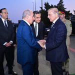 Prime Minister Muhammad Shehbaz Sharif is being seen off by the First Deputy Prime Minister of Azerbaijan Yagub Abdulla Oglu Eyyubev at Haider Aliyev International Airport
