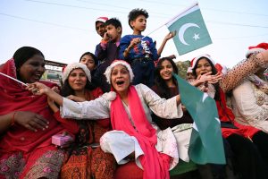 Women and children participates in the Welcome Christmas Rally