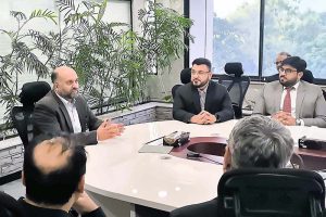 President & CEO, Shahbaz H. Syed, addresses the senior management and staff in an All-Hands session, at EXIM Bank’s Head Office